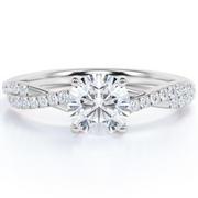 JeenMata RHJGJ708MSWRGmns 2 Carat Infinity Round Cut Moissanite Engagement Ring, 18K White Gold Plating, Solitaire, Size 7