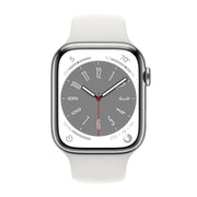 Apple Watch Gen 8 Series 8 Cell 45mm Silver Stainless Steel - White Sport Band MNVV3LL/A