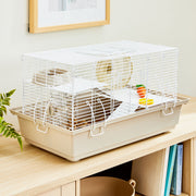 Zhongheng Vibrant Life Split-Level Hamster Habitat with Running Wheel, Food Bowl, Water Bottle, 25.6-Inch Extra-Long Base