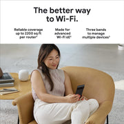 Google G6ZUC Nest WiFi Pro 6E Reliable Home Wi-Fi System with Fast Speed and Whole Home Coverage Mesh Router 3 Pack Snow