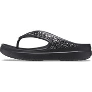 Crocs Women's Sloane Glitter Embellished Wedge Flip Flops, Black, 1.25-Inch Platform, Size 5