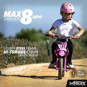 M8TRX MX-DB125-PINK 12V Mini Electric Dirt Bike - PINK