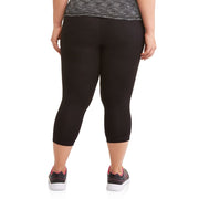 JJS MAE WA2233D Athletic Works Women's and Women's Plus Active Dri-Works Capri Leggings, 3X, Black Soot