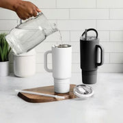 Ello 463-0825-410 Port 40-oz. Stainless Steel Tumbler with Handle, Black and White