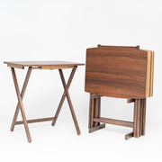 Mainstays MSD529801139020 XL Oversized Folding Tray Table Set of 4 with Rack, Walnut