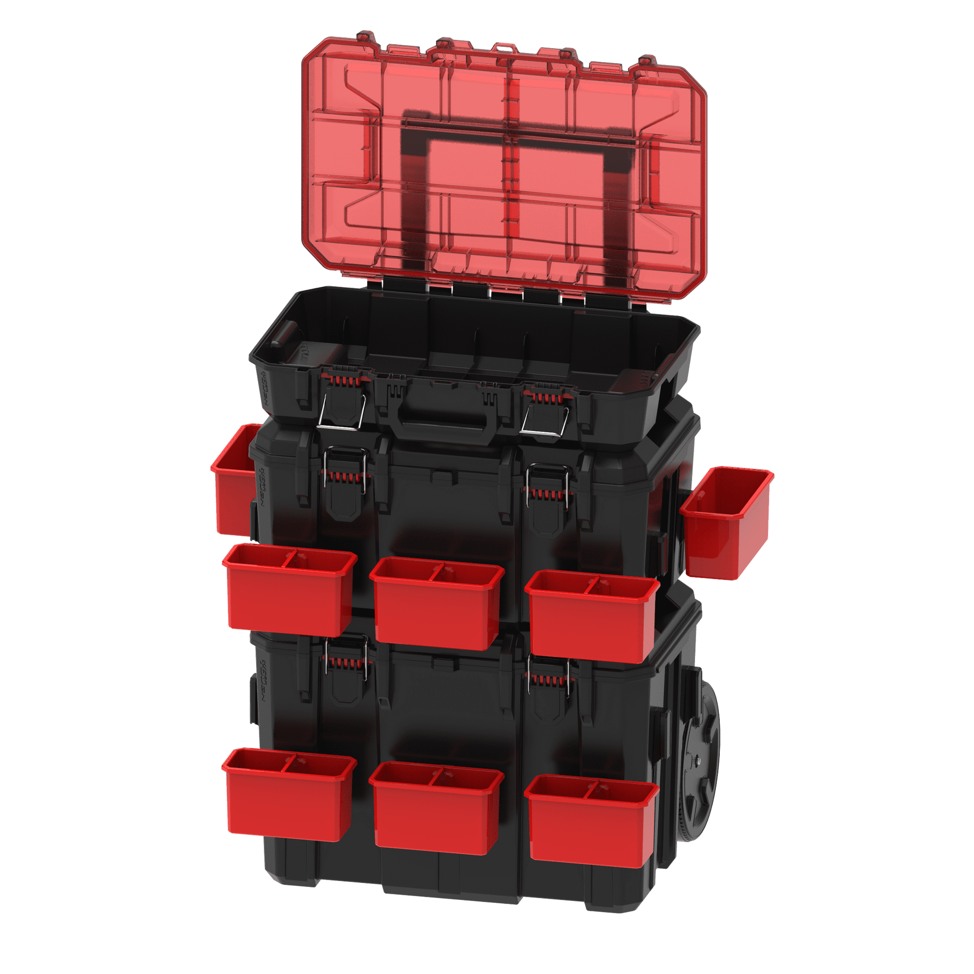 Hyper Tough Hyper Stack Heavy Duty 3 Piece Modular Rolling Toolbox Sys ...