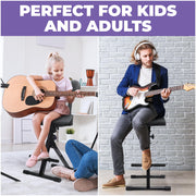 Liquid Stands Adjustable Guitar Stool with Backrest, Stainless Steel Frame, Height 23-32 in, Foldable Musician Chair for Guitarists and Drummers