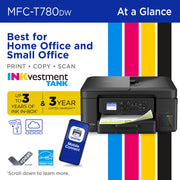 Brother INKvestment Tank 780 Wireless Color Inkjet All-in-One Printer with Duplex Printing, 150-Sheet Tray, MFC-T780DW