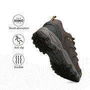 Burudani Men's Waterproof Hiking Boots, Ankle-High, Wide Fit, Lace-Up, Size: 7, Brown Black Tan