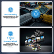 YETOKING XC006 Dual Dash Cam, 1080P Front and 720P Rear, Wide Dynamic Range, Super Night Vision, 24H Parking Mode, Loop Recording, Supports 256GB