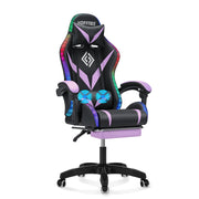 HOFFREE Ergonomic Computer Chair with Massage and LED RGB Lights Black / Purple