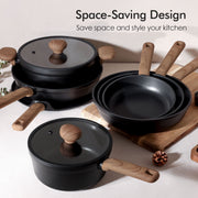 Sensarte Ceramic Nonstick Cookware Set, 24 Pieces, Die-Cast Aluminum, Induction Compatible, Matte Black