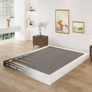 Lutown-Teen Queen Box Spring Bed Base, 6 Inch Heavy Duty Metal Mattress Foundation, Noise Free, Black Fabric Cover, 3000 lb Capacity, Foldable, Easy Assembly