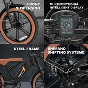 Colorway BLACK ORANGE-48V/15Ah Electric Bike for Adults 750W Battery 20X4.0 Fat Tire Off-Road E bike