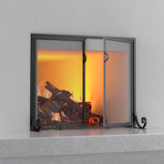 FB Fire Beauty Fireplace Screen with Full-Size Double Hinged Doors, Black Matte Finish