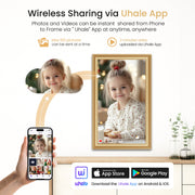 RCA Uhale WiFi Digital Photo Frame, 10.1 Inch 1080p HD IPS Touch Screen, 32GB Storage, USB SD Slot, Auto Rotate, Wall Mountable, Gold