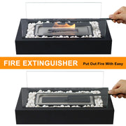 CROWN FIRE Safer Burning Rectangle Smores Maker Kit, Flameless Heater with 4 Extendable Roasting Sticks, Black, Tabletop Fireplace, HJ-M038