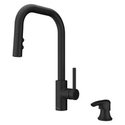 Pfister F5297ZNB Zanna Pull-Down Kitchen Faucet, Matte Black, 1.66 GPM, Single Handle, 3-Function Spray, Soap Dispenser Included