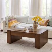 Better Homes & Gardens Ezra Oversized Coffee Table, 47-Inch Rectangular Wood Top, Walnut