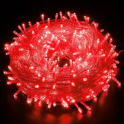 MUPOO String Lights, 30M, 300 Red LEDs, 8 Lighting Modes, IP44 Water Resistant, Transparent Cable