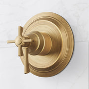Signature Hardware Marceau Dual Control Pressure Balanced Valve Trim with Cross Handle, Aged Brass, 955200-C-LV
