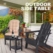 Nalone Adirondack Outdoor Side Table, Double Deck Storage, Black, 16.5 in