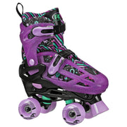 Roller Derby Falcon 2-in-1 Combo Adjustable Quad and Inline Kids Skates, Black Purple, Small I260GS