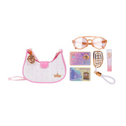 Disney Princess Style Collection Trendsetter Shoulder Purse, Pink, Includes Six Pretend Play Accessories, 9 in