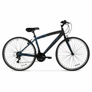 Hyper Bicycles HYP-T700-3500 700c Men's Spin Fit Hybrid Bike, Adults Ages 14+, Black/Blue