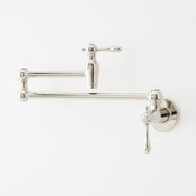 Signature Hardware Pot Filler Faucet, Double Handle, Wall Mounted Retractable Swing Spout, Polished Nickel, 4.6 GPM, 954008