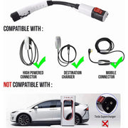 Adsafe Tesla to J1772 Adapter, 60 Amp, 250V Fast Charger, White
