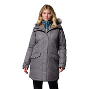 Columbia Suttle Mountain Women's Long Insulated Jacket, Water-Repellent, Omni-Heat Reflective Lining, Sherpa-Lined Hood, City Grey, Large, 179975