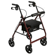 4-Wheel Rollator Walker with Removable Back Support and Padded Seat, 7.5 in. Wheels in Red