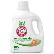 Arm & Hammer Sensitive Skin Liquid Laundry Detergent, Hypoallergenic, Free & Clear, Baking Soda Enhanced, 105 fl oz, 105 Loads