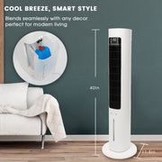 VAJIAZA 40-Inch Evaporative Air Cooler, Portable Air Conditioner, 3 Wind Modes, 70 Oscillation, Ultra-Quiet Operation, Remote Control, Black