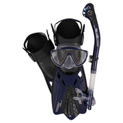 Cressi Tino Adventure Snorkel Set - Clear/Navy Blue - L/XL