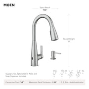 Moen Haelyn MotionSense Wave Touchless Single-Handle Pull-Down Kitchen Faucet, Power Clean Spray, Polished Chrome, High Arc Spout, 87627EWC