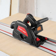 Eastvolt 6-1/2 Inch Plunge-Cut Track Saw, 10 AMP Motor, 0-45 Bevel Adjustment, 48-Tooth Carbide Blade, Red, EVEPC001D