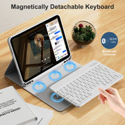 KVTVOU Keyboard Case for iPad A16 11 Inch 2025 and 10th Generation 10.9 Inch 2022, Detachable Wireless Bluetooth Keyboard Cover with Pencil Holder, Gray