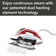Reliable Velocity 270IR Steam Iron, Auto Control, Patented Dual-Chamber Steam System, Scratch-Resistant Anodized Aluminum Soleplate, 8 Heat Settings, Sensor Touch Technology, 1800W
