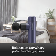 Homedics Rebound Percussion Massage Gun, Lightweight Cordless, Four-Speed Settings, Two Interchangeable Heads, Matte Black