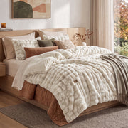 U by Bedsure Fluffy Faux Fur Comforter Set, King Size, White, 3 Pieces