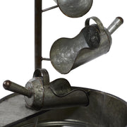 DecMode 70552 Gray Fountain Indoor Outdoor Decor with Watering Cans, Gray Metal Fountain 15