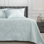 Serta SRS501325722-39 6-Piece 800 Thread Count Blue Botanical Cotton Rich Adult Bed Sheet Set, King - Deep Pocket