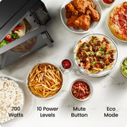 Chefman Countertop Microwave Oven, 0.7 Cu Ft, 700W, 10 Power Levels, 6 Preset Menus, Child Safety Lock, Eco Mode, Mute, Black