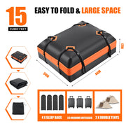 CONCETTA Car Rooftop Cargo Carrier, 15 Cubic Feet Waterproof Durable Roof Bag with Straps and Anti-Slip Mat, Universal Fit