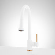 Signature Hardware 484593 Ridgeway 1.8 GPM Single Handle Pull-Down Kitchen Faucet, Matte White/Brushed Gold