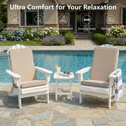 Unbranded Outdoor Seating Cushions Set of 2 Beige Faux Linen for Adirondack and Rocking Chairs with High-Density Foam, Water-Repellent Fabric, Removable Covers