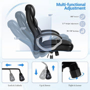 Homall High Back Office Chair, Executive Faux Leather Desk Chair with Lumbar Support, Padded Armrests, Adjustable Height, Swivel, Black