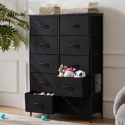 Yangming 10 Drawer Fabric Dresser for Bedroom, Black